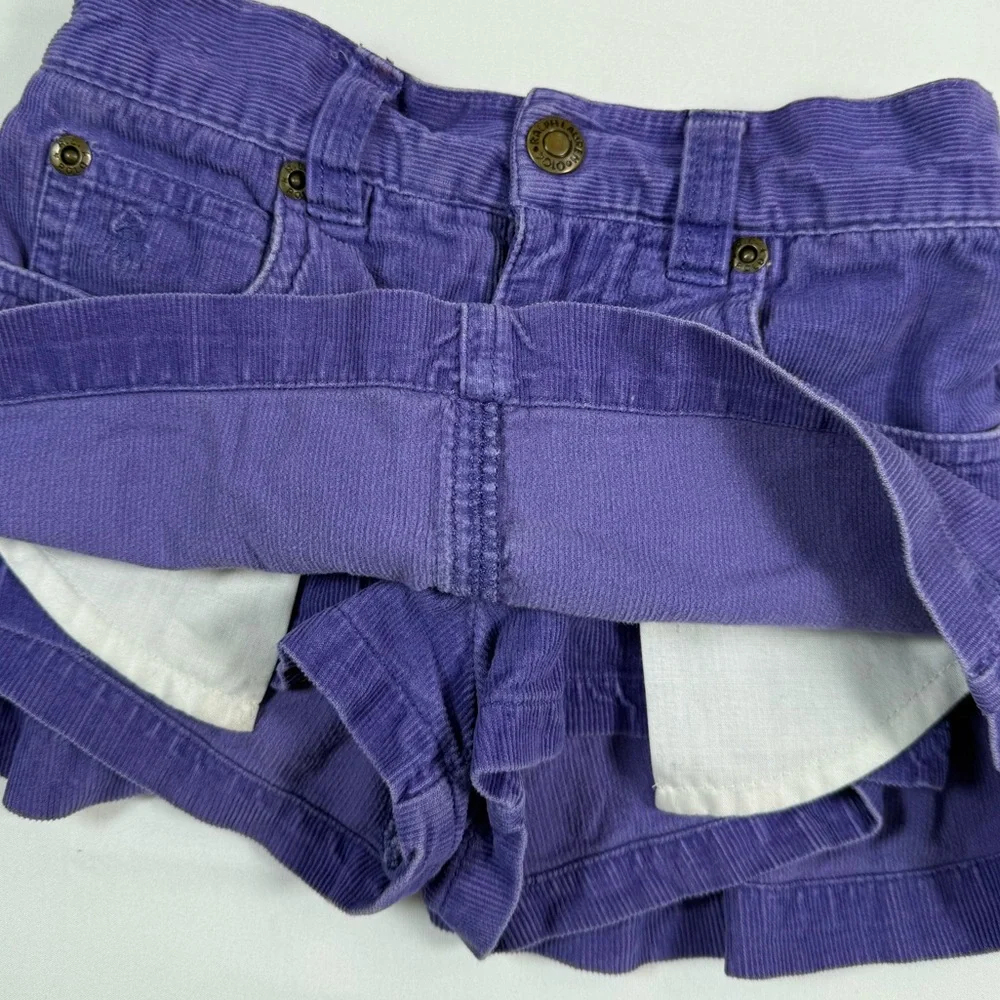 RALPH LAUREN Girls Corduroy Mini Skort 4/4T‎ Purple Pleated Pony Logo Preppy Y2K